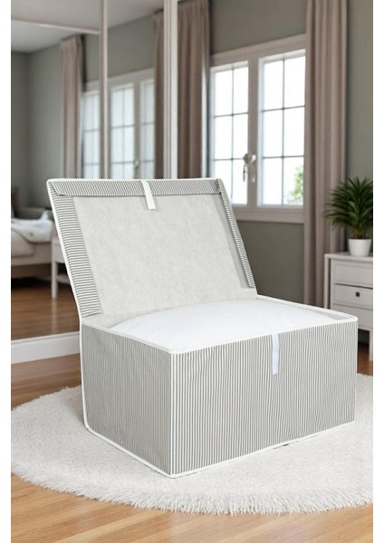 Gri 3'lü Kapaklı Kutu Hurç Mega Boy 60X40X30 Cm, Pratik Depolama Çözümü fiyatları