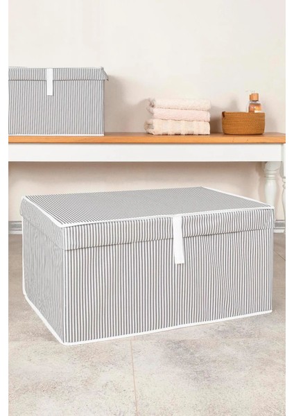 Gri 3'lü Kapaklı Kutu Hurç Mega Boy 60X40X30 Cm, Pratik Depolama Çözümü modelleri