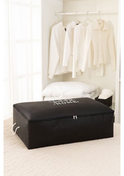 Yüksek Konforlu Mega Boy Baza Altı Yastık Yorgan Kazak Hurcu 74X46X22 Siyah