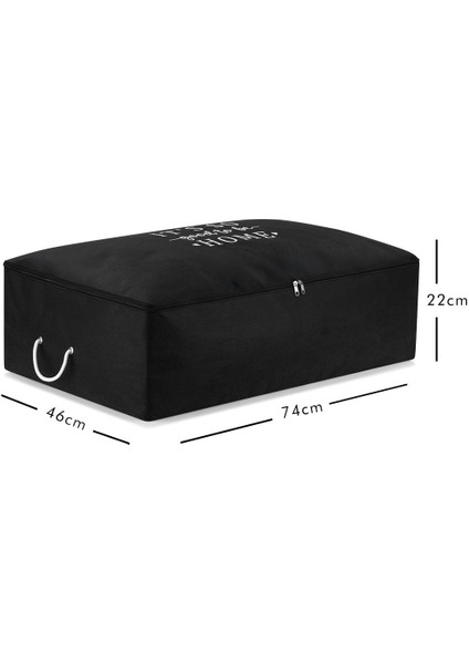 Yüksek Konforlu Mega Boy Baza Altı Yastık Yorgan Kazak Hurcu 74X46X22 Siyah