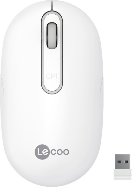 Lenovo WS207 Şarj Edilebilir Kablosuz 1600DPI 4 Tuşlu Sessiz Kompakt Optik Mouse Beyaz