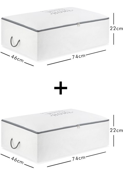 Beyaz Gri Baskılı 2'li Mega Boy Baza ve Dolap Içi Düzenleyici Set