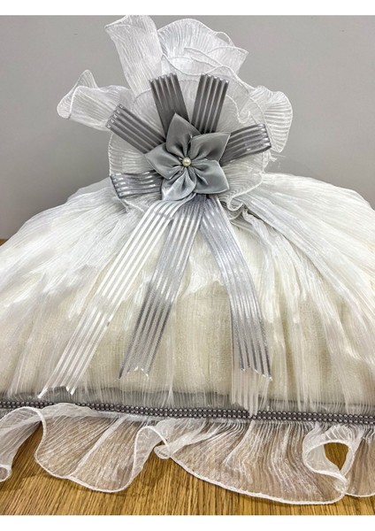 Güllü Saten Bohça, Süslü Nişan ve Söz Çeyizlik 50X40, Şık ve Zarif Tasarım