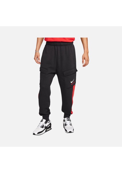 Sportswear Swoosh Air Fleece Cargo Siyah Spor Erkek Eşofman Altı