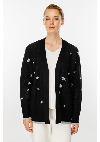 Yıldız Desenli Triko Hırka-Siyah-Gümüş fiyatları