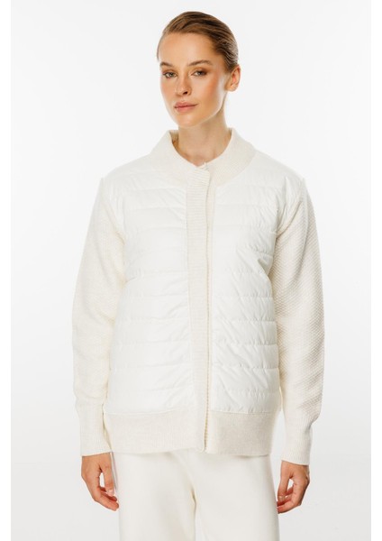 Kapitone Kombinli Triko Ceket-Ekru modelleri