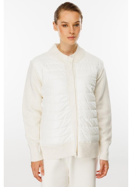 Kapitone Kombinli Triko Ceket-Ekru fırsatları