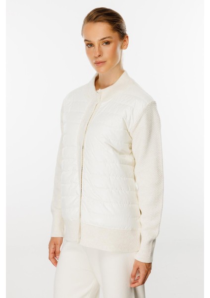 Kapitone Kombinli Triko Ceket-Ekru indirimleri