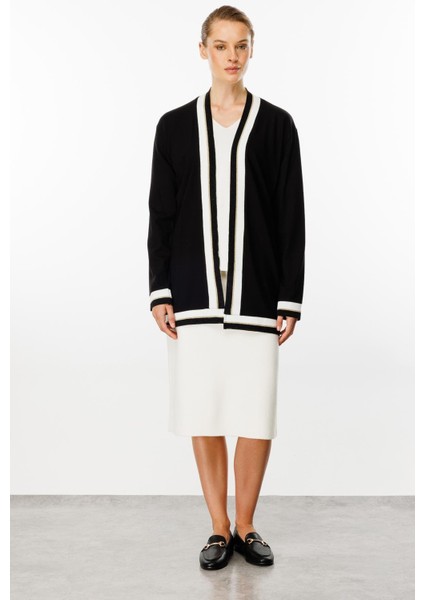 Ribanalı Örme Hırka-Siyah