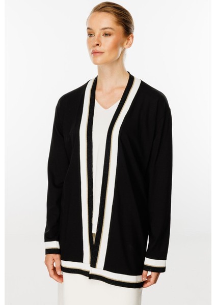 Ribanalı Örme Hırka-Siyah fırsatları