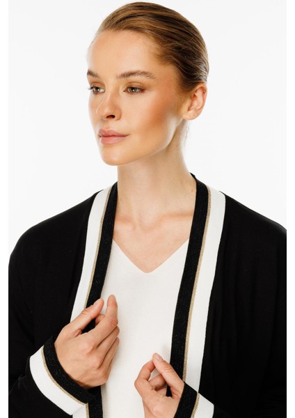 Ribanalı Örme Hırka-Siyah indirimleri