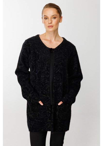 Gül Desenli Angored Ceket-Siyah-Füme fiyatları