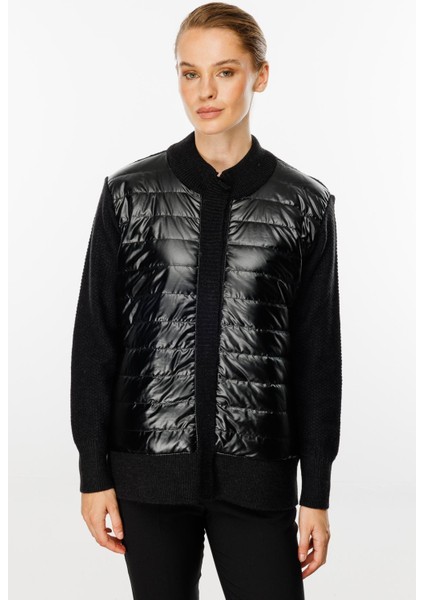 Kapitone Kombinli Triko Ceket-Siyah fiyatları