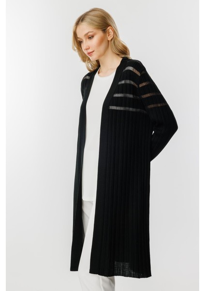 Fitilli Sim Detaylı Triko Hırka-Siyah fiyatları