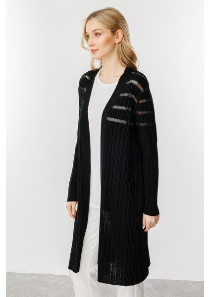 Fitilli Sim Detaylı Triko Hırka-Siyah modelleri