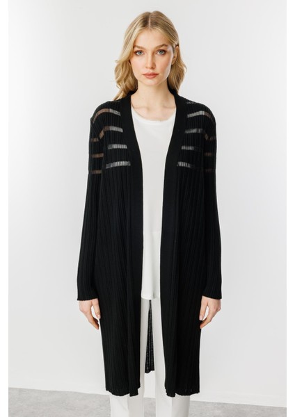 Fitilli Sim Detaylı Triko Hırka-Siyah fırsatları