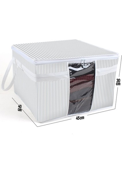 Pencereli Kazak Hurcu, 45X40X30 Cm, Gri-Beyaz, Şık ve Fonksiyonel Dekorasyon Öğesi