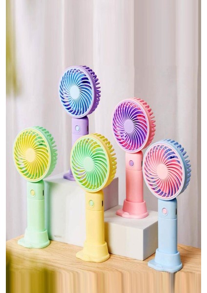 Şarj Edilebilir Standlı Mini Fan Fonksiyonlu Taşınabilir El Fanı Vantilatör Ü
