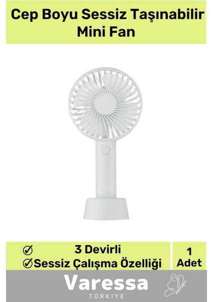 Soğutucu Premium Seri USB Şarjlı Kademeli Sessiz Taşınabilir Mini Fan