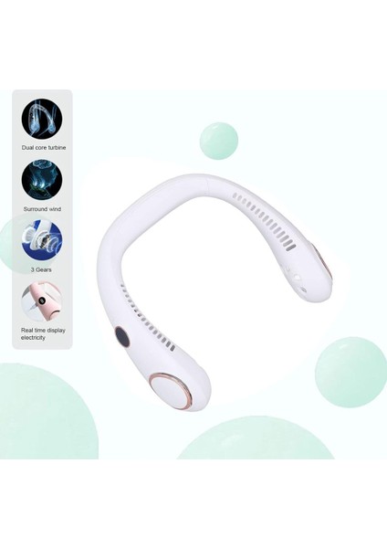 Boyuna Takılan Fan Mini Klima Serinletici Vantilatör LED Ekranlı Seviye Şarjlı Boyunluk Fan