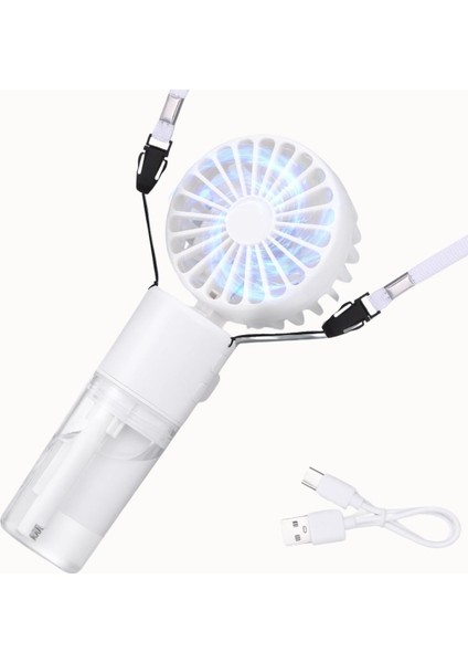 Boyna Asılabilir Mini Klima Fanı Su Püskürtmeli Serinletici Şarjlı Fan