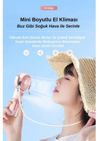 Boyna Asılabilir Mini Klima Fanı Su Püskürtmeli Serinletici Şarjlı Fan