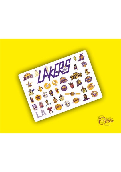 Lakers - Kobe Byrant Temalı Nba Sticker Etiket 2 Sayfa 68 Adet Etiket