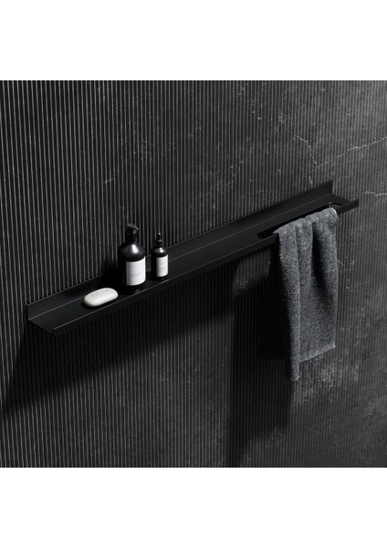 Metal Duvar Rafı Mat Siyah 60 cm | 1.5 mm Dkp Çelik, Havlu Askılı, Elekt­rostatik Toz Boyalı, Banyo-Mutfak Organizer fiyatları