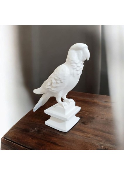 Altın ve Beyaz 3D Baskı Dekoratif Kanarya Figürü - Şık ve Minimalist Ev Dekoru (10X9X4 Cm)