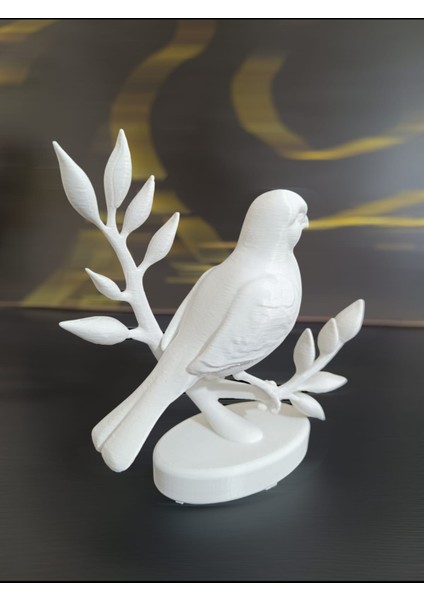 Altın ve Beyaz 3D Baskı Dekoratif Kanarya Figürü - Şık ve Minimalist Ev Dekoru (10X9X4 Cm)
