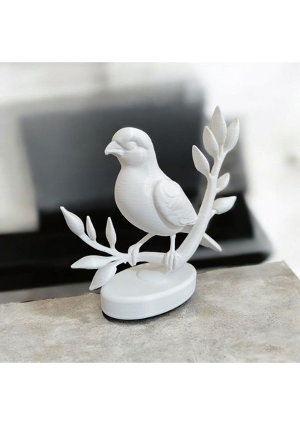 Altın ve Beyaz 3D Baskı Dekoratif Kanarya Figürü - Şık ve Minimalist Ev Dekoru (10X9X4 Cm)