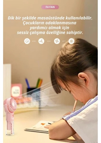 Soğutucu Sessiz Taşınabilir Mini Fan USB Şarjlı Pervaneli Soğutucu Küçük El Vantilatörü