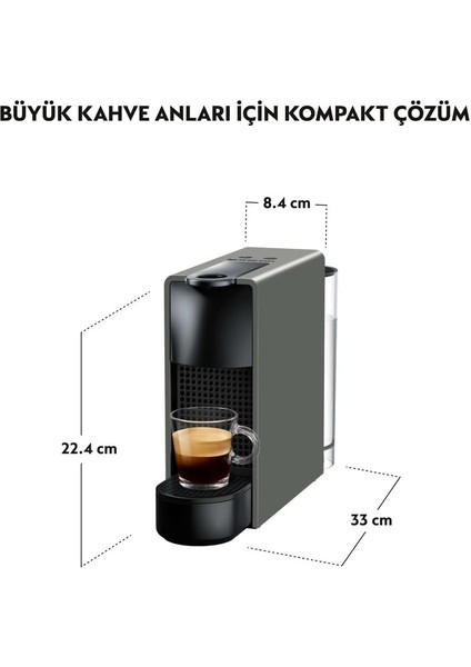 C30 Essenza Mini Kapsüllü Kahve Makinesi, Gri