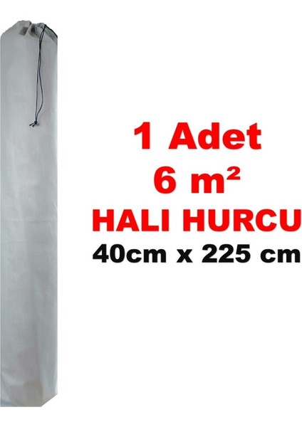 6m² Gri Tele Kumaşlı Halı Kılıfı ve Poşeti, Bağcıklı, Hafif ve Koruyucu