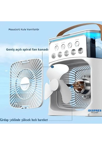 Taşınabilir Hava Soğutucu Vantilatör - Sessiz, Su Hazneli, Masaüstü Klima Fanı Masaüstü