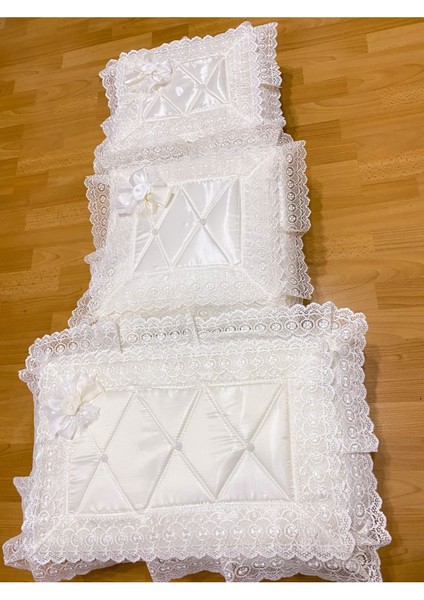 Şık Fransız Güpürlü Ekru Bohça Nişan ve Söz Seti, 3'lü Çeyizlik Takım fiyatları