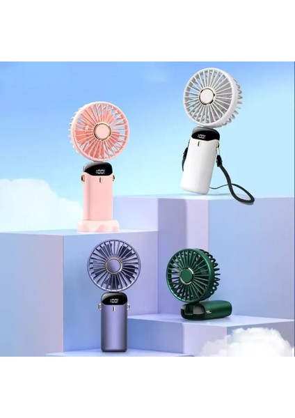 Mini Klima LED Göstergeli Şarjlı El Fanı Vantilatör Kademeli Hız Serinletici