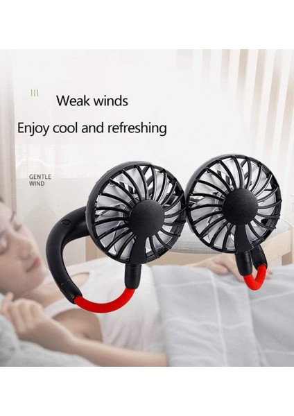 Boyunluk Fan Şarjlı Vantilatör Boyun Fanı Serinletici Mini Vantilatör Soğutucu Beyaz