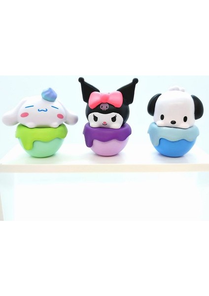 Kuromi, Cinnamoroll, Pochacco 3'lü Set Figürler | Hello Kitty Serisi Ofis Hediye