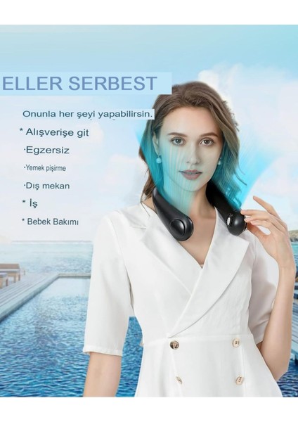 Şarjlı Boyun Vantilatör Taşınabilir, Yapraksız Boyun Fan Serinletici