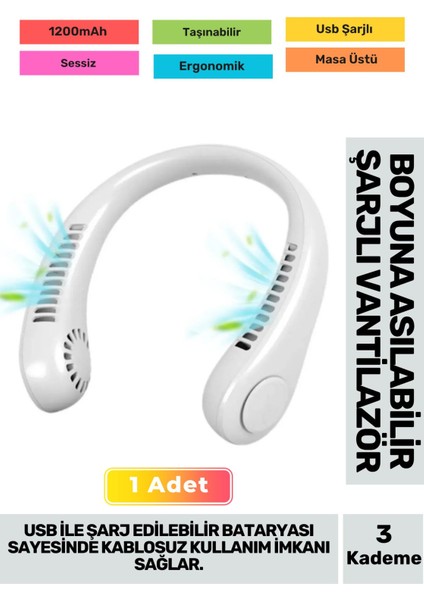 Beyaz Özel Üretim Sessiz Eller Serbest Boyuna Asılabilir Şarjlı Kademeli Vantilatör Klima Soğutucu