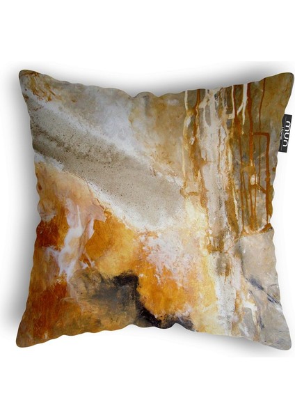 Turuncu Çift Taraflı Baskılı Gizli Fermuarlı 3'lü Kırlent Kılıfı