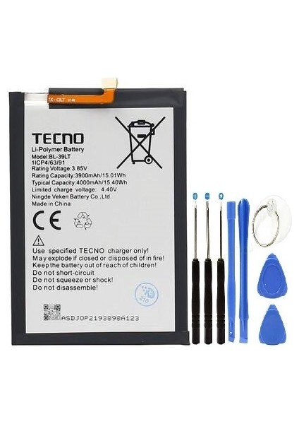 Tecno Spark 4 Pro Pil Batarya BL-39LT+TAMIR Seti