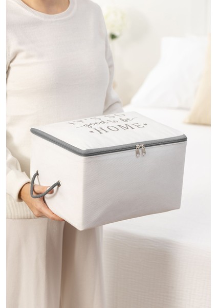 Beyaz Gri Baskılı 2'li Küçük Boy Baza Altı Çorap Valiz Düzenleyici Bohça Hurç fiyatları