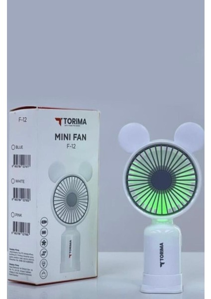 Teknotrust Mini Taşınabilir Fan Vantilatör Şarjlı Ledli Ayıcık Kulaklı Kademeli Klima