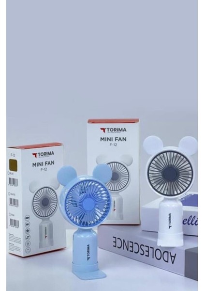Teknotrust Mini Taşınabilir Fan Vantilatör Şarjlı Ledli Ayıcık Kulaklı Kademeli Klima