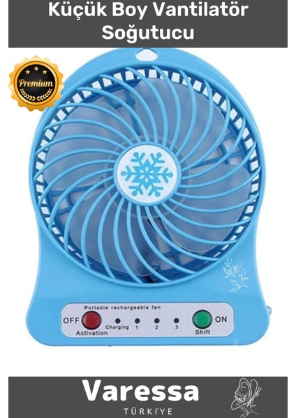 Teknotrust Soğutucu Premium Seri Kademeli Sessiz Taşınabilir Mini Fan Şarjlı Pervaneli Soğutucu Küçük Vantilatör