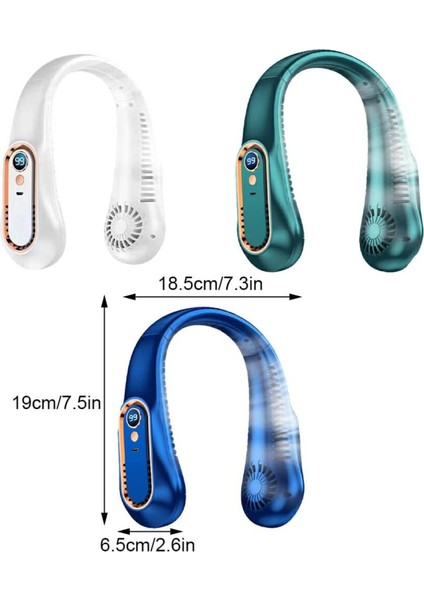 LED Göstergeli Boyun Fanı Şarjlı Taşınabilir Serinletici Vantilatör