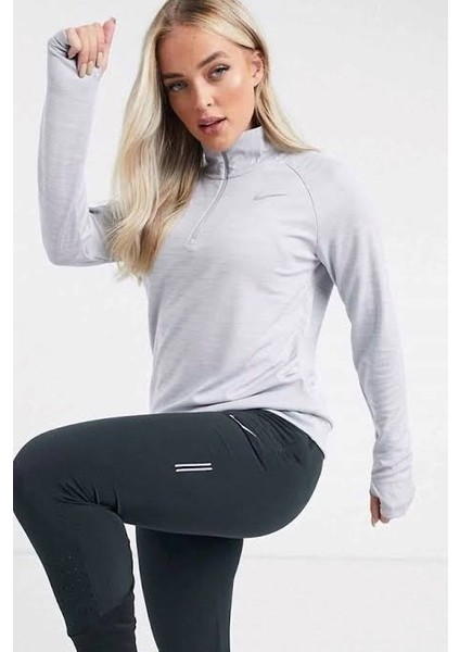 1/4-Zip Running Top Kadın Sweatshirt CU3267-077-GRI