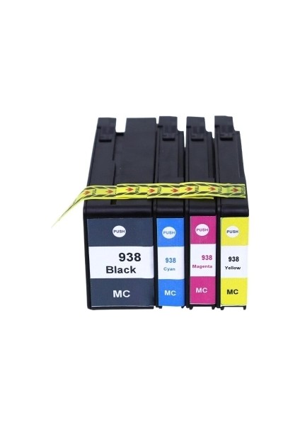 Hp 938 9720 / 9730 4 Renk Ithal Muadil Kartuş Seti / Siyah 1.250 Sayfa / Renkliler 800 Sayfa